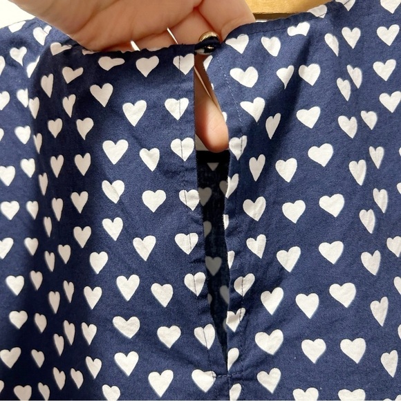 Draper James Blue White Hearts Cloister Blouse Size 8 Flutter Sleeves - Picture 12 of 16